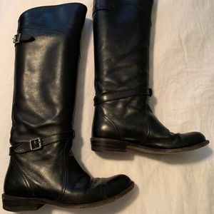 Black leather Frye over knee pull on boot size 8
